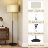 HOMCOM Floor Lamp with Remote, Height Adjustable Standing Lamp with Linen Shade