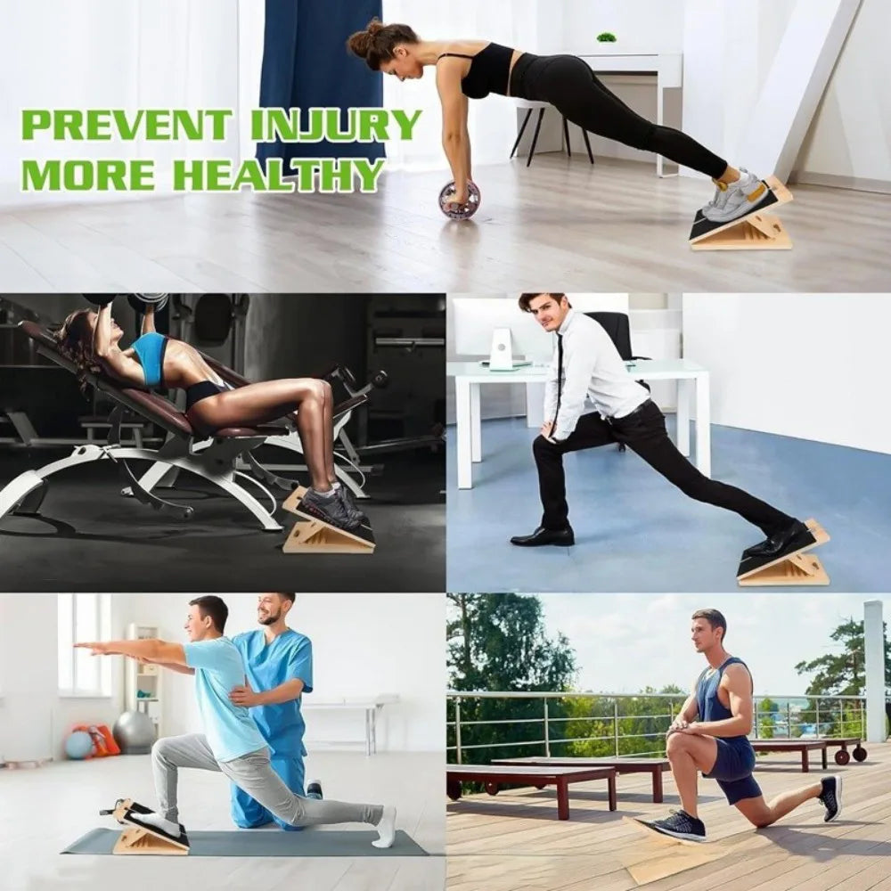 Wooden Slant Board Calf Stretcher with Adjustable Angle – Foldable Incline Board for Stretching, Yoga & Workouts