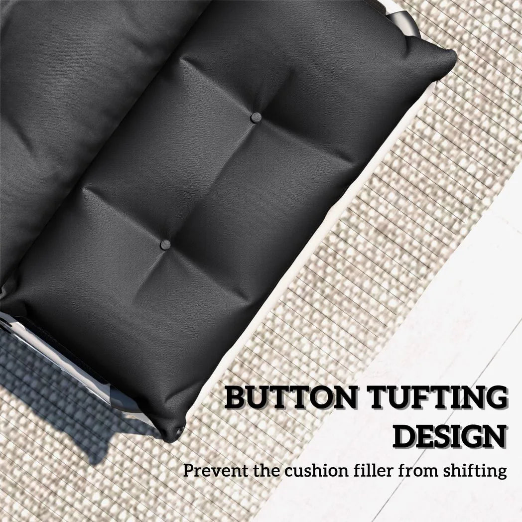 Outsunny Set of 2 Sun Lounger Cushions with Button Tufting and Ties, 190 x 56 cm, Black