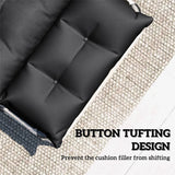 Outsunny Set of 2 Sun Lounger Cushions with Button Tufting and Ties, 190 x 56 cm, Black