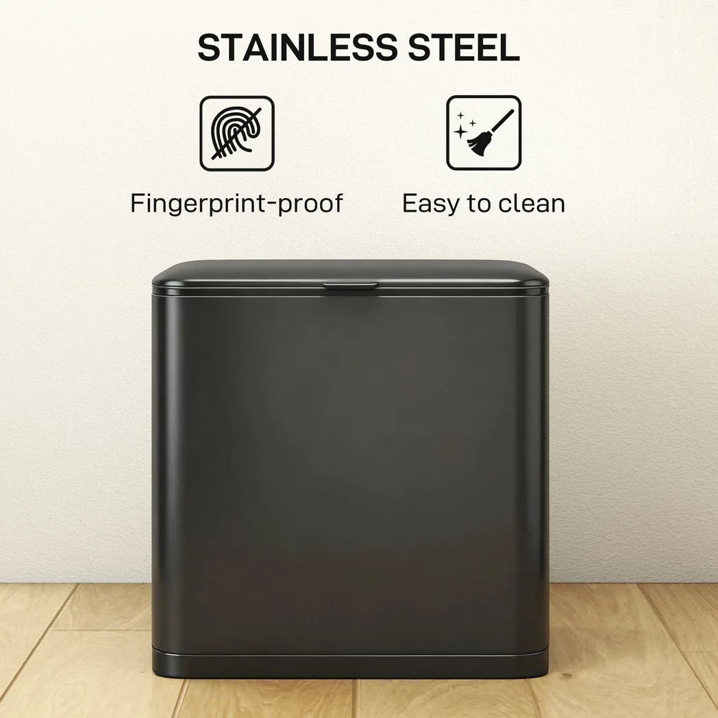 HOMCOM 8L Hanging Kitchen Bin with Lid and Removable Inner Bucket – Stainless Steel, Cabinet Door or Standing