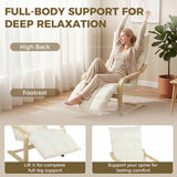 HOMCOM Modern Accent Chair with Footrest, Plush Cushion and Curved Legs – Tufted Lounge Armchair, Cream White