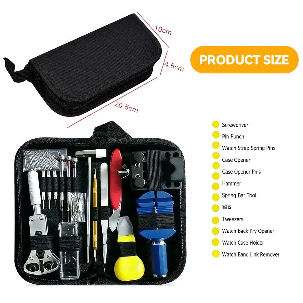 147 Piece Watch Repair Tool Kit with Case Opener, Spring Bar Tools & Tweezers – Watchmaker Set in Nylon Case