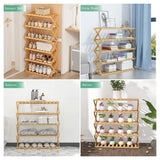 Foldable 4-Tier Bamboo Shoe Rack – No Assembly Required, Natural