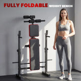 SPORTNOW Adjustable Weight Bench with Squat Rack & Dip Stand – Foldable Home Gym Bench, 420kg Capacity