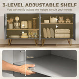 HOMCOM Modern Luxe High Gloss Sideboard with Hairpin Legs, Two Shelves – Kitchen Storage Cabinet, Grey