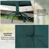 Outsunny 2 Seater Garden Bench Cushion with Backrest and Ties, Indoor and Outdoor, 98 x 100 cm, Green