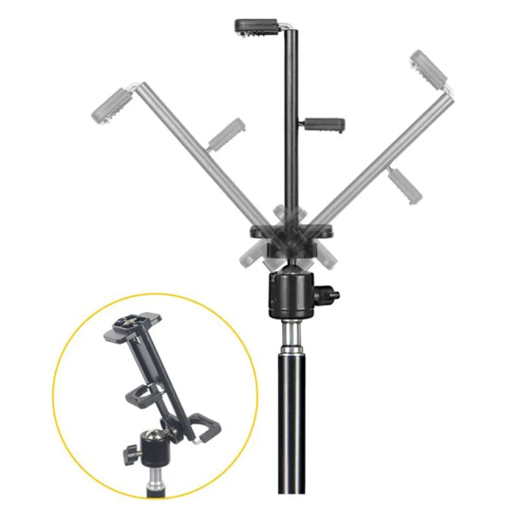 2m Adjustable Tablet & Phone Floor Tripod Stand with Ball Head and Clips – Foldable Stand for Devices 4–10.6"