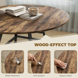 HOMCOM Round Dining Table for 4 with Storage Shelf, 100 cm Industrial Kitchen Table – Metal Z-Legs, Rustic Brown