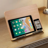 Adjustable Wooden Book Stand with Page Clips – Foldable Reading Rest for Cookbooks, Recipes & Music Scores