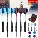 24g Steel Tip Darts Set of 6 with 12 Flights & Storage Case – Professional Darts for Bristle Dartboards