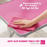 PawHut Foldable Dog Grooming Table with Adjustable Arm, Non-Slip Rubber Top and Noose – Pet Drying Table, 81cm, Pink