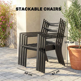Outsunny 5 Piece Garden Dining Set for 4 – Square Table with Stackable Cushioned Armchairs