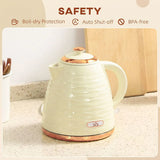 HOMCOM 3kW Rapid Boil Honeycomb Kettle, 1.7L with Boil-Dry Protection – Cream White