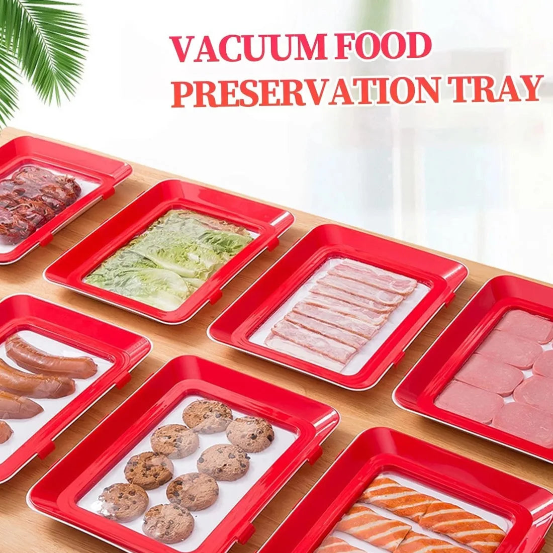Stackable Reusable Food Storage Trays with Buckle Closure and Vacuum Seal, 4/6 Piece Set – Fridge Organiser