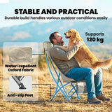 Outsunny Heavy Duty Folding Camping Chair with Side Pocket and Carry Bag, 120kg – Moon Chair, Khaki