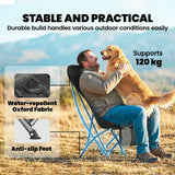Outsunny Folding Moon Chair with Side Pocket & Carry Bag – Heavy Duty 120kg Camping Chair for Adults, Black