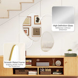 HOMCOM Set of 2 Pebble-Shaped Wall Mirror – Gold Tone