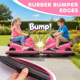 AIYAPLAY Kids Electric Bumper Car with 360° Spin, LED Lights and Music – Ride On Waltzer for Ages 3-8, Pink