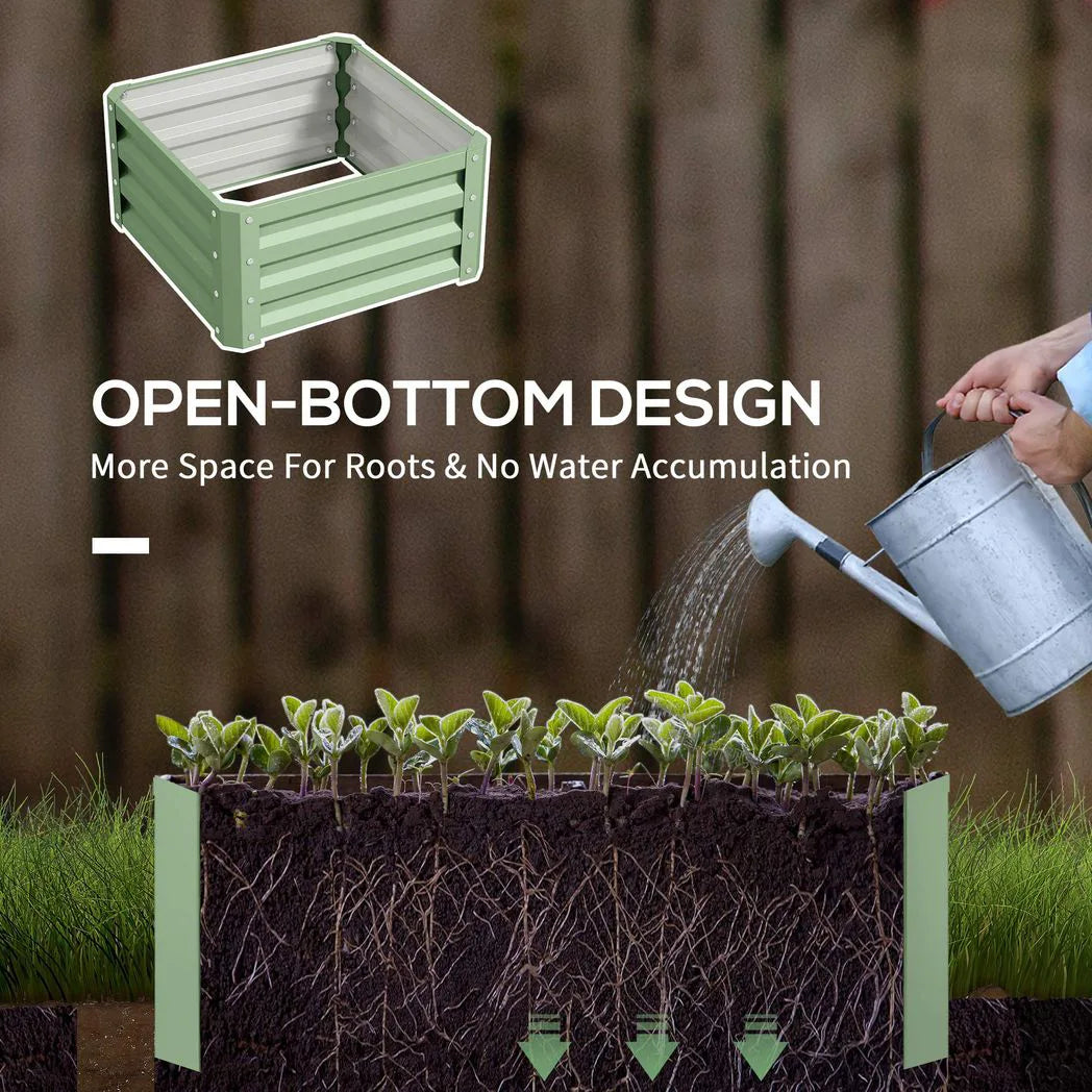 Outsunny Set of Two 60 x 60cm Steel Planter Boxes – Light Green
