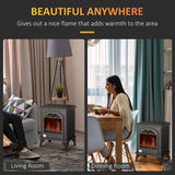 HOMCOM Free Standing Ethanol Fireplace with 0.9L Tank, 3 Hours Burning Time – Vintage-Style Bioethanol Heater Stove, Black