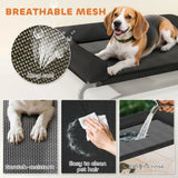 PawHut Elevated Dog Bed with Removable Bolsters – Raised Mesh Pet Cot for Medium Breeds, Indoor & Outdoor, Black