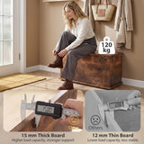 HOMCOM 102L Storage Chest & Blanket Box with Safety Hinged Lid, 80 x 40 x 45 cm – Rustic Brown