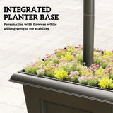 Outsunny Solar Lamp Post with 3 Heads, Dusk-to-Dawn Sensor & Planter Base – 185cm Garden Light, Black