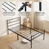 HOMCOM 3ft Single Metal Bed Frame with Headboard, Footboard and 32cm Underbed Storage – Platform Bed, Black