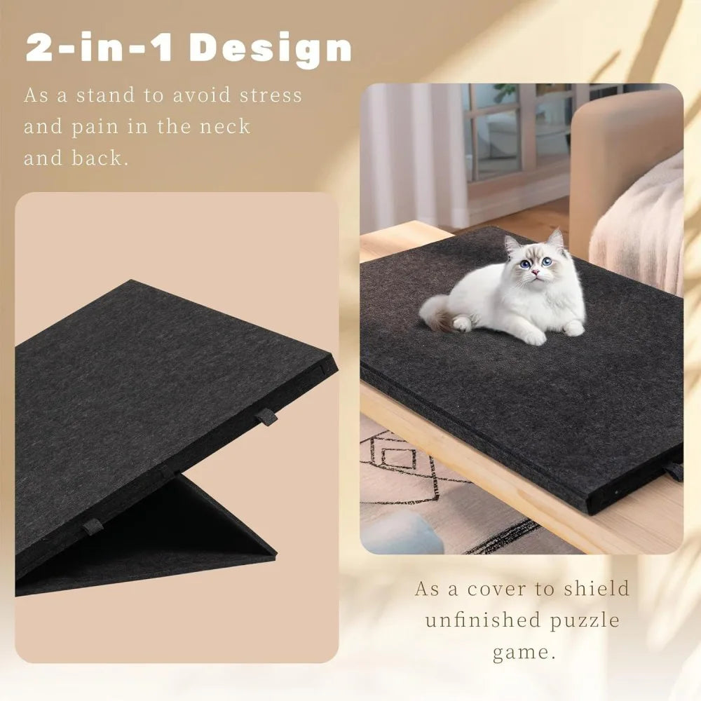 1000-Piece Jigsaw Puzzle Board with 6 Sliding Drawers and Felt Cover – Portable Tilting Stand and Protector, Black