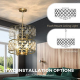 HOMCOM 51 Crystallite Four-Bulb Chandelier with 130 cm Adjustable Chain – Gold-Tone Ceiling Light