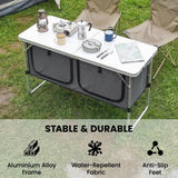 Outsunny Folding Aluminium Camping Kitchen with Storage Cupboard and 120cm Tabletop – Outdoor BBQ Unit