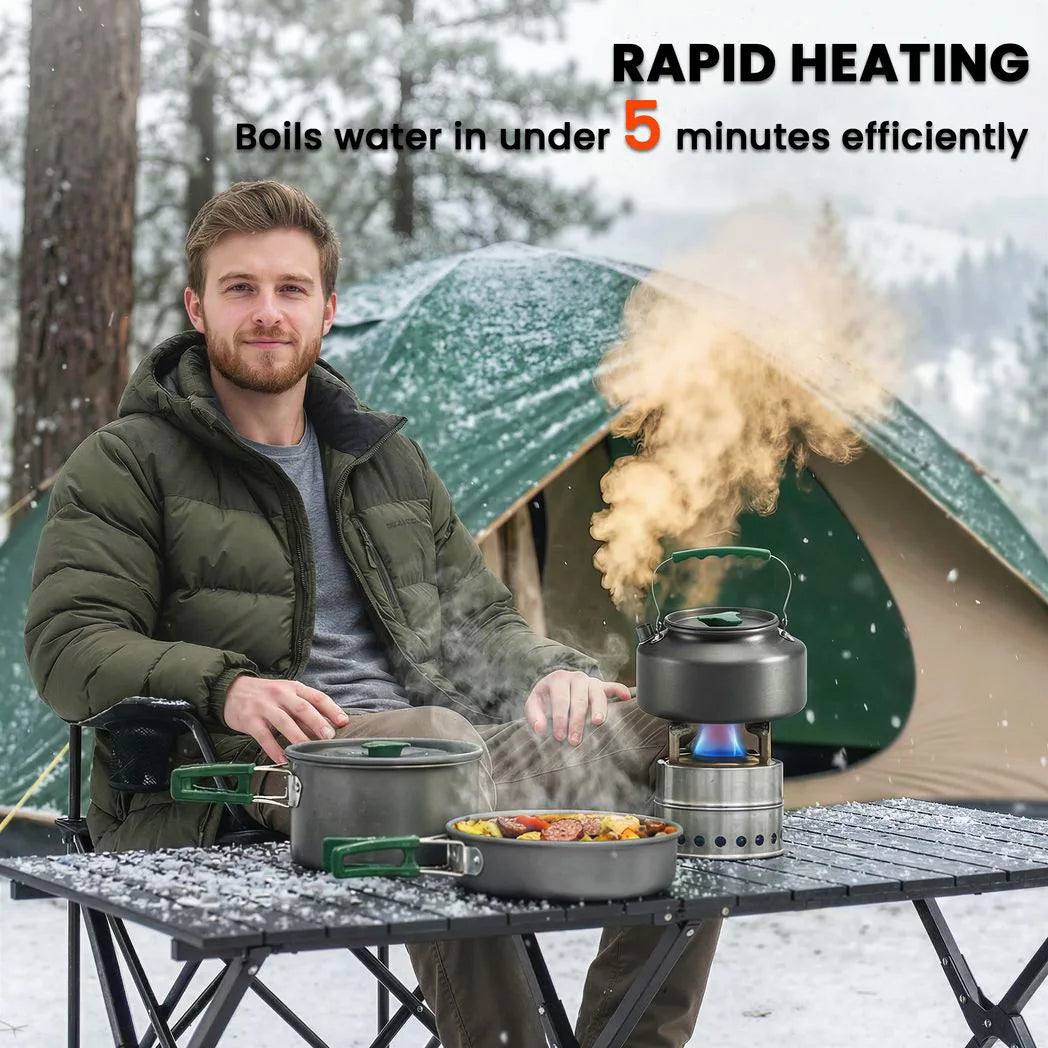 Outsunny Camping Cookware Set for 2–3 People with Pot, Pan & Kettle – Ultralight Aluminium Cooking Kit, Grey