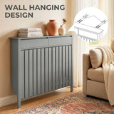 HOMCOM Modern Radiator Cover with Top Drawers and Vertical Slats, 93 x 119cm – Slimline Heater Cabinet, Grey