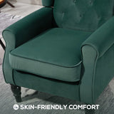 HOMCOM Wingback Accent Chair with Button Tufted Flannel Fabric & Pocket Springs – Retro Armchair, Green