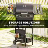 Outsunny 2-Burner Gas BBQ Grill – 2 x 2.5kW Burners with Side Tables, Warming Rack, Thermometer and Grease Tray, Black