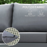 Outsunny Three-Piece L-Shaped Rattan Garden Sofa Set with Wood-Top Coffee Table and Thick Cushions – Grey