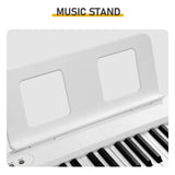 88 Key Folding Digital Piano with Semi-Weighted Keys, Bluetooth MIDI & Stand – Portable Keyboard, White