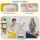 AIYAPLAY 8-Piece Foam Play Blocks with Velvet Covers – Soft Indoor Climbing Set for Kids, Multicolour