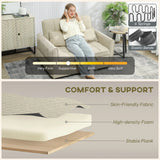 HOMCOM 2 Seater Sofa Bed with Click-Clack Backrest and 2 Pillows – 3-in-1 Convertible Sleeper Sofa, Light Brown