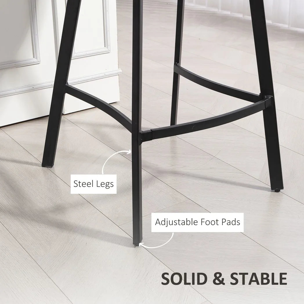 HOMCOM Set of 2 Bar Stools with Backrest & Footrest – PU Leather Kitchen Counter Breakfast Bar Stools, Grey