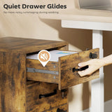 HOMCOM Three-Drawer Wood-Effect Filing Cabinet with Locks and Wheels – Under Desk Storage, Rustic Brown