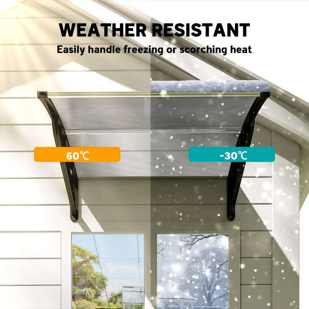 Outsunny Front Door Canopy with Polycarbonate Panels, 103 x 96.5cm – Outdoor Rain Shelter for Window and Porch, Clear