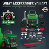 AIYAPLAY Kids Truck Engine Toy with Steering Wheel, Mist, Lights and Sounds – Mechanic Play Set, Green