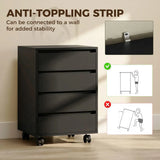 HOMCOM Four-Drawer Office Filing Cabinet with Wheels and Anti-Tipping Straps – Under Desk Storage, Black