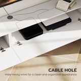 HOMCOM Floating TV Stand with Fluted Doors and Cable Hole – Wall-Mounted TV Unit for TVs up to 72", White