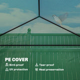 Outsunny Walk-In Greenhouse with Galvanised Raised Bed & Roll-Up Windows, 141 x 141 x 190 cm, Green