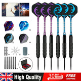 24g Steel Tip Darts Set of 6 with PVC Shafts, 12 Flights, Sharpener & Case – Professional Darts for Bristle Boards