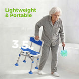 HOMCOM Shower Chair with U-Shaped Cutout, Padded Seat and Backrest, 150kg Capacity – Height Adjustable, Blue