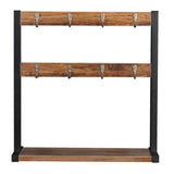 Tabletop 2-Tier Wooden Mug Rack with 16 Hooks – Industrial Farmhouse Coffee Mug Holder, Carbonised Wood